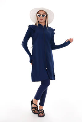 Emayo - Full Coverage Modest Swimsuit 2511 Bahar Navy Emayo - Full Coverage Modest Swimsuit 2511 Bahar Navy