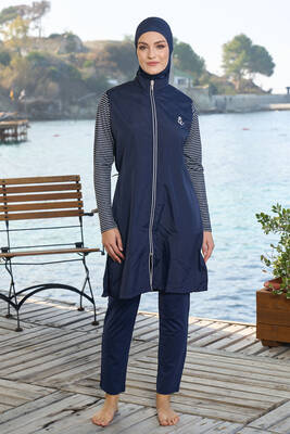 Estiva - Full-Coverage Modest Swimsuit 25950 Dark Navy Blue Estiva - Full-Coverage Modest Swimsuit 25950 Dark Navy Blue