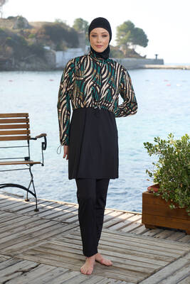 Estiva - Full-Coverage Modest Swimsuit 25972 Black (1) Estiva - Full-Coverage Modest Swimsuit 25972 Black (1)