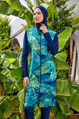 Rozamay - Full Coverage Modest Swimsuit 3309 Dark Navy Rozamay - Full Coverage Modest Swimsuit 3309 Dark Navy