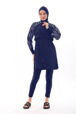 Remsa - Full-Coverage Modest Swimsuit Duru 2425 Navy Remsa - Full-Coverage Modest Swimsuit Duru 2425 Navy