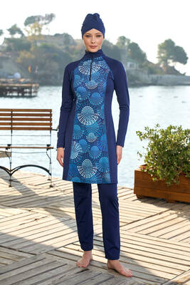 Remsa - Full Coverage Modest Swimsuit with Lycra 24924 Navy (1) Remsa - Full Coverage Modest Swimsuit with Lycra 24924 Navy (1)