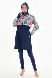 Remsa - Full Coverage Modest Swimsuit Pera Bahce 2322 With Floral Print
