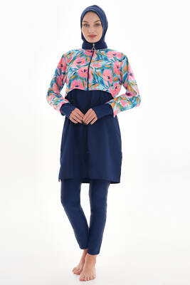 Remsa - Full Coverage Modest Swimsuit Pera Bahce 2322 With Floral Print (1) Remsa - Full Coverage Modest Swimsuit Pera Bahce 2322 With Floral Print (1)