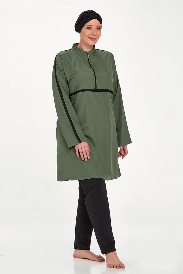 Plus Size Full Coverage Burkini Morgan Battal 1427 Khaki - Thumbnail