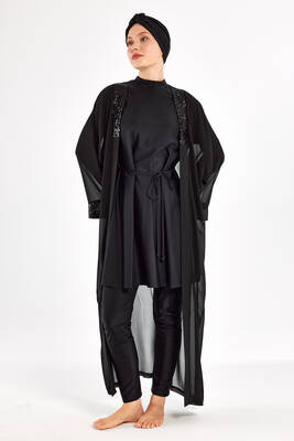 Adasea - 3-Piece Full Coverage Modest Swimsuit Set With Sequin Pareo Jorie 1132 Black (1) Adasea - 3-Piece Full Coverage Modest Swimsuit Set With Sequin Pareo Jorie 1132 Black (1)