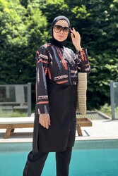 Remsa - Full Coverage Parachute Modest Swimsuit Aller 2403 Stripe
