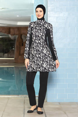 Armes - Full Coverage Stretch Modest Swimsuit 1265-176 Black Armes - Full Coverage Stretch Modest Swimsuit 1265-176 Black