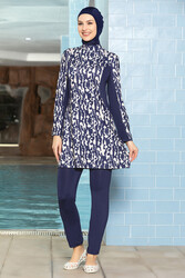 Armes - Full Coverage Stretch Modest Swimsuit 1265-177 Navy