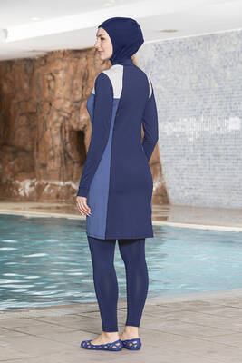 Armes - Full Coverage Stretch Modest Swimsuit 1267-02 Navy (1)