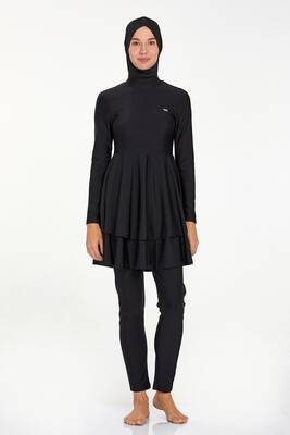 Adasea - Full-Coverage Stretchy Modest Swimsuit Binna 4442 Black (1)