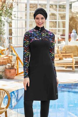 Maresiva - Full Covered Modest Swimsuit Annabelle 8217 Black