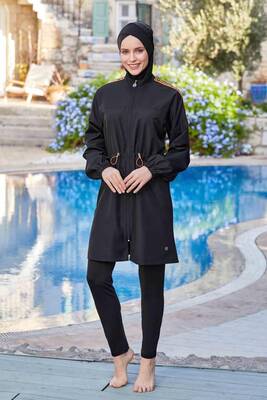 Maresiva - Full-Covered Modest Swimwear Teressa 8267 Black Maresiva - Full-Covered Modest Swimwear Teressa 8267 Black