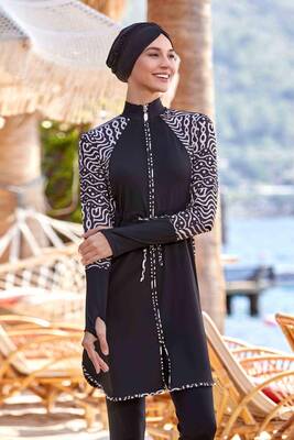 Adasea - Full Covered Stretchy Swimwear Pavlina 4541 Black Adasea - Full Covered Stretchy Swimwear Pavlina 4541 Black