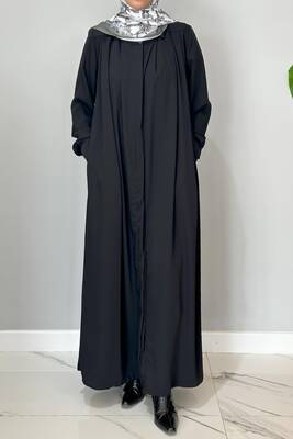 Lale Boutique - Full-Length Buttoned Abaya 01 Black