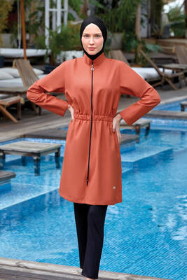 Maresiva - Fully Covered Hijab Swimsuit Agata 8070 Cinnamon Remsa Swimsuit Maresiva - Fully Covered Hijab Swimsuit Agata 8070 Cinnamon Remsa Swimsuit