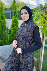 Remsa Mayo - Remsa Swimwear Lycra Fully Covered Hijab Colorful Leaves Pattern Swimsuit Spain Merve
