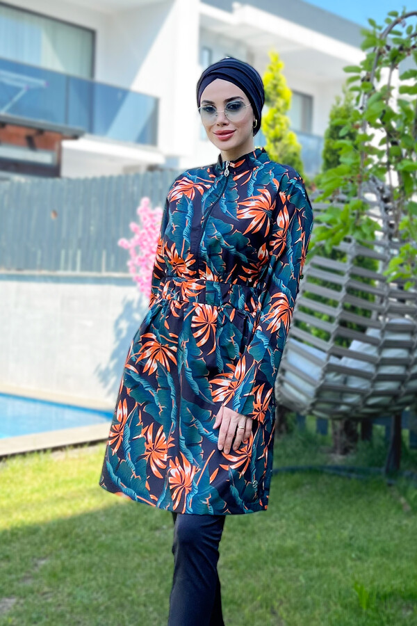 Fully Covered Hijab Swimsuit Desi 2 8057 Black Remsa Swimwear