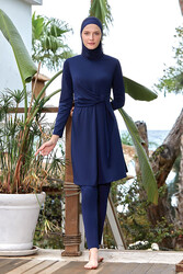 Maresiva - Fully Covered Hijab Swimsuit Luka 8035 Dark Navy Blue Remsa Swimwear