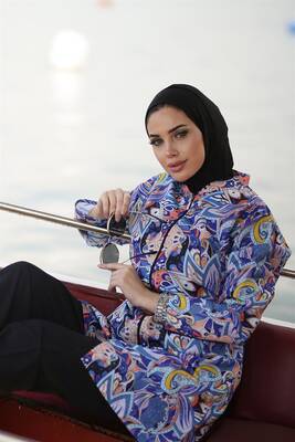 Remsa - Fully Covered Hijab Swimsuit Parachute Purple Peri Black