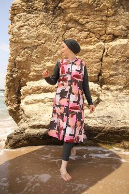 Emayo - Remsa Swimwear Full Covered Hijab Swimsuit Swimsuit 2002 Emel Pink and Gray Emayo - Remsa Swimwear Full Covered Hijab Swimsuit Swimsuit 2002 Emel Pink and Gray