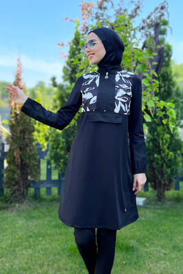 Maresiva - Fully Covered Hijab Swimsuit Sınny 8025 Black Remsa Swimwear