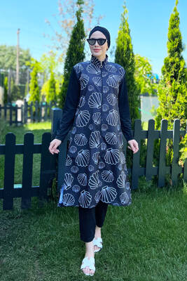 Remsa - Fully Covered Swimsuit Remsa Swimsuit R4401 Çağıl White Mussel Remsa - Fully Covered Swimsuit Remsa Swimsuit R4401 Çağıl White Mussel