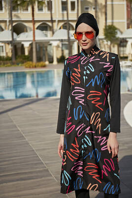 Remsa - Fully Covered Swimsuit Remsa Swimwear R4402 Neon Remsa - Fully Covered Swimsuit Remsa Swimwear R4402 Neon