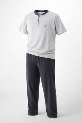 Remsa - Genç Erkek Çocuk Pamuk Penye Pijama Takımı 4240 Gri01 (1)