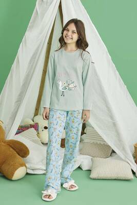 Aydogan - Genç Kız Aydoğan Pamuklu Pijama Takımı 240769 Mint