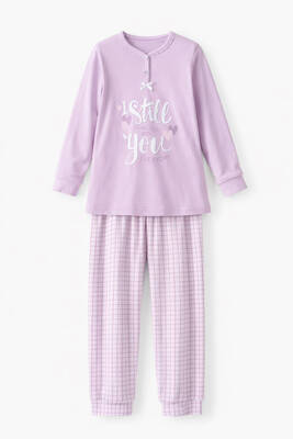 Remsa - Genç Kız Pamuk Penye Pijama Takımı 6509 Lila (1)