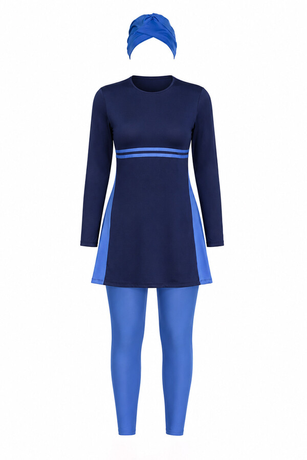 Genç Likralı Tam Kapalı Tesettür Mayo 1251-02 Lacivert - Thumbnail