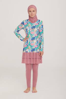 Maresiva - Genç Tam Kapalı Likralı Tesettür Mayo Fınn 2 8126 Gülkurusu Remsa Mayo