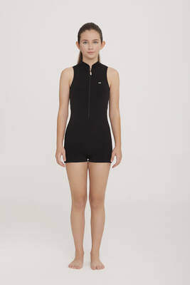 Remsa Mayo - Genç Tulum Kolsuz Şortlu Yarı Kapalı Likralı Yüzücü Mayo Fleck 5910 Siyah Remsa Mayo (1)