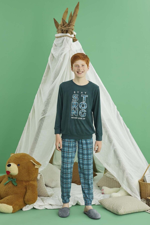 Geometric Print Two-Piece Pajama Set - Thumbnail