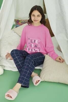 Aydogan - Girls' Cotton Pajama Set Pink