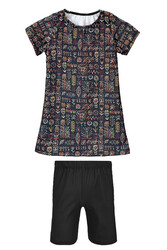 Remsa Mayo - Girls Short Sleeve Half Covered Swimsuit with Leggings R5005 Floral