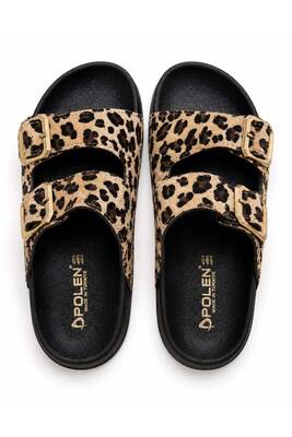 Remsa - Gold Toka Detay Leopar Kadın Terlik 1007-Z007 Camel (1)