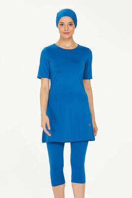 Maresiva - Half-Covered Swimsuit with Short Sleeves and Leggings Walt 0572 Petrol