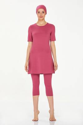 Maresiva - Half-Covered Swimsuit with Short Sleeves and Leggings Walt 0572 Rose Pink (1) Maresiva - Half-Covered Swimsuit with Short Sleeves and Leggings Walt 0572 Rose Pink (1)