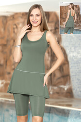 Armes - Half Covered Swimsuit with Tights 1026-27 Khaki