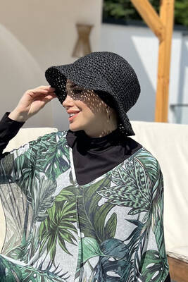 Remsa - Hand-Knitted Straw Hat RŞ-83 Black
