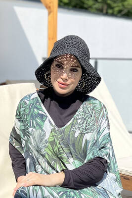 Remsa - Hand-Knitted Straw Hat RŞ-83 Black (1)