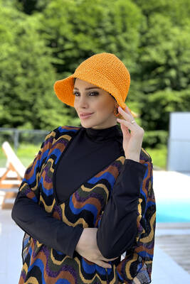 Remsa - Hand-Knitted Straw Hat RŞ-83 Orange (1) Remsa - Hand-Knitted Straw Hat RŞ-83 Orange (1)