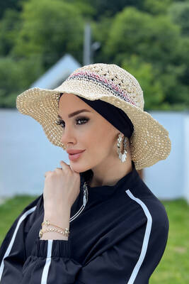 Remsa - Hand-knitted Straw Hat RŞ-85 Beige (1)