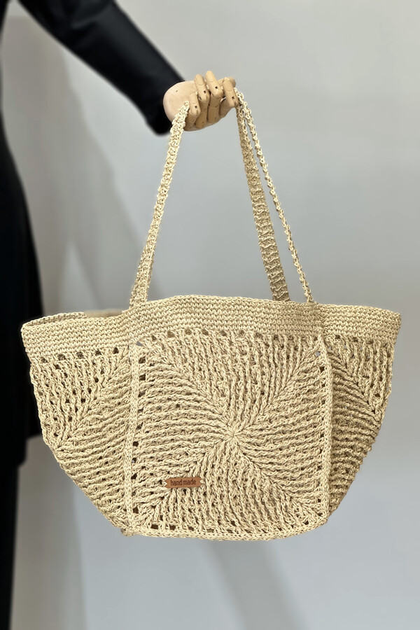 Hand-Woven Rattan Beach Bag - Thumbnail
