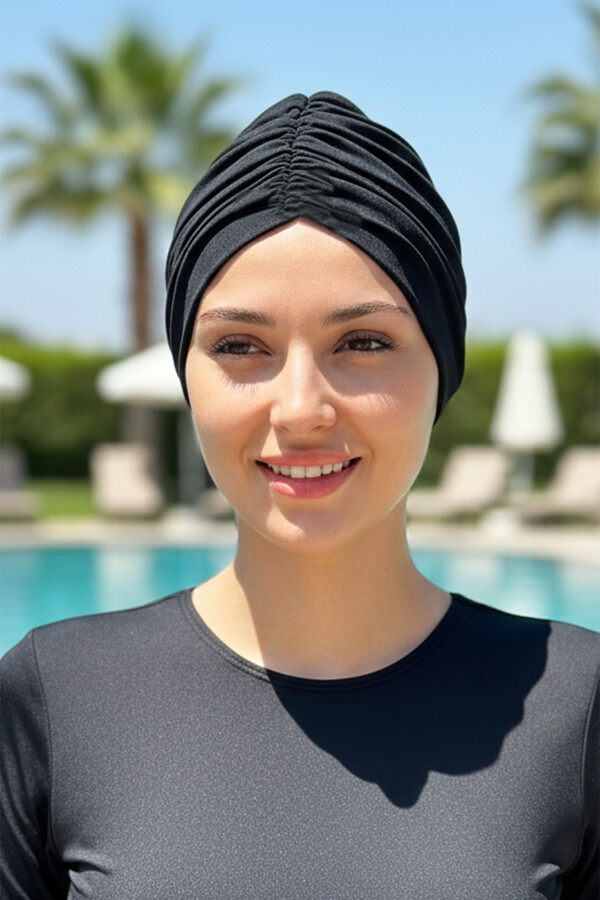 Havuz Deniz Çift Taraflı Bone R-987 Siyah - Thumbnail