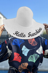 Remsa Mayo - Hello Sunshine Yazılı Hasır Şapka Beyaz RŞ-22