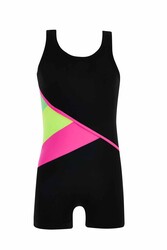 Neopy - Helly 5581 Black Girls' Swimsuit with Straps and Shorts