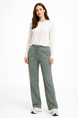 Remsa - High-Waisted Wide-Leg Sweatpants in Khaki (1)